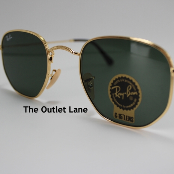 Model Display RayBan Hexagonal Green G15 Lens RB3548N Gold Frame - Picture 6 of 16